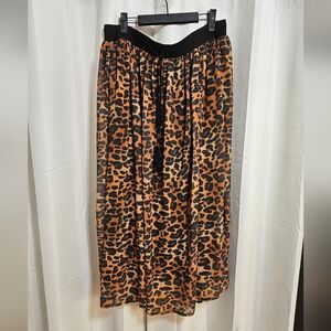 Lucky & Blessed Leopard Print Midi Skirt - Black and Brown